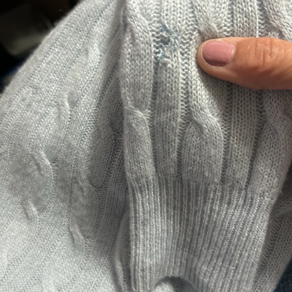 White + Warren Cashmere Longline Lightest Blue Cardigan Duster Sweater Sz Small - Picture 9 of 9